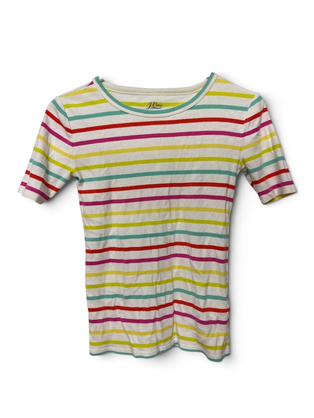 J. Crew Women’s White Multi-Stripe Short Sleeve Tee